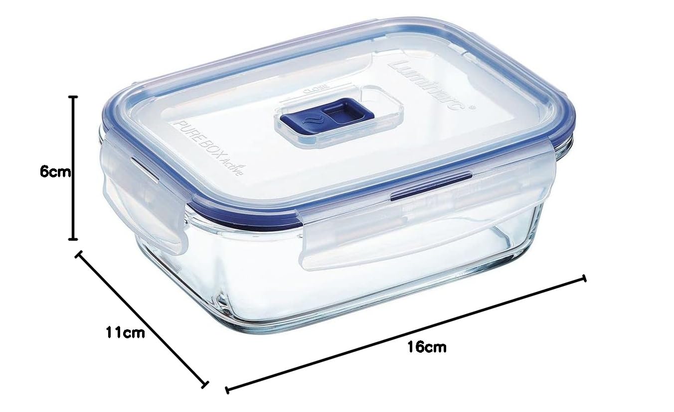 Luminarc 9207680 Pure Box Active - Recipiente Hermetico Prostokątny, 0,82 l, 16 x 11 x 6 cm