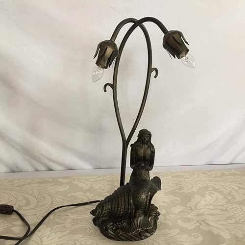 Miniatura 9 de Bieye L10625 Lámpara de mesa con diseño de sirena y lirio, estilo Tiffany, 20 pulgadas de alto