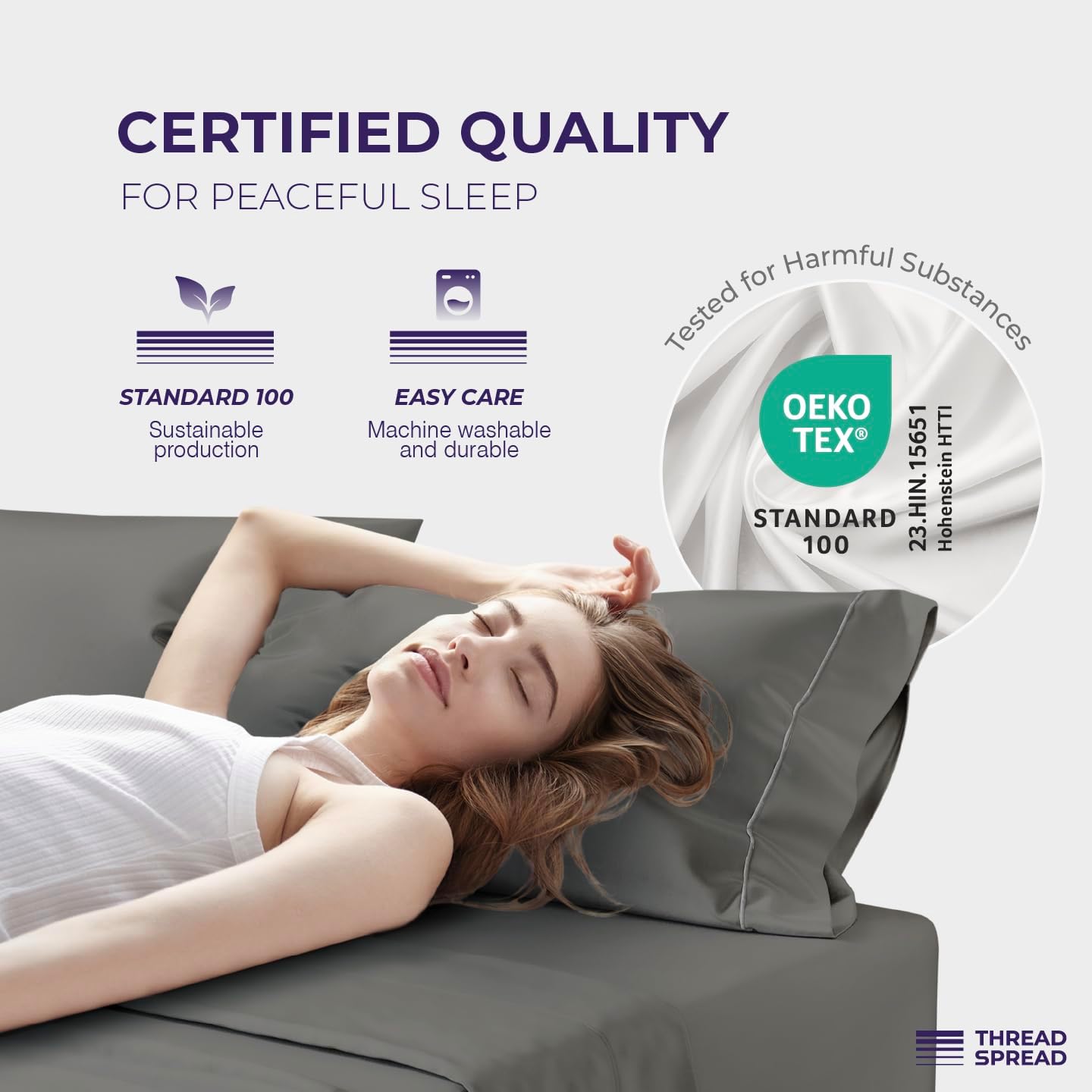 THREAD SPREAD 100% Egyptian Cotton King Size Pillow Cases Set of 2 - Luxury 2000 Series Pillow Cases King Size (21” x 41”, Dark Grey), Soft Cooling Envelope Closure Hotel Egyptian Cotton Pillowcases