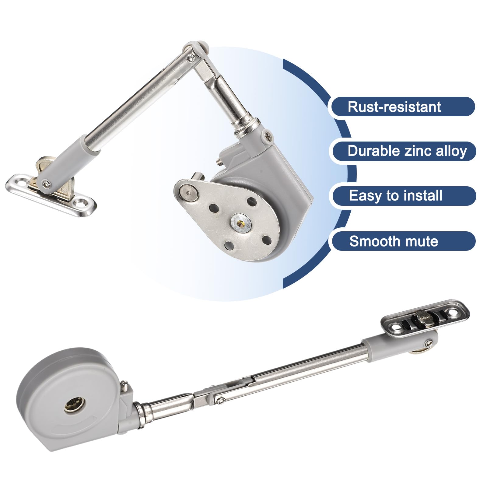uxcell Lid Support Hinge 2 Pcs Slow Close Hinge Lid Stay 105 Degree Open Downward Opening for Box Window Cabinet Door Furniture Flap Door - Image 4