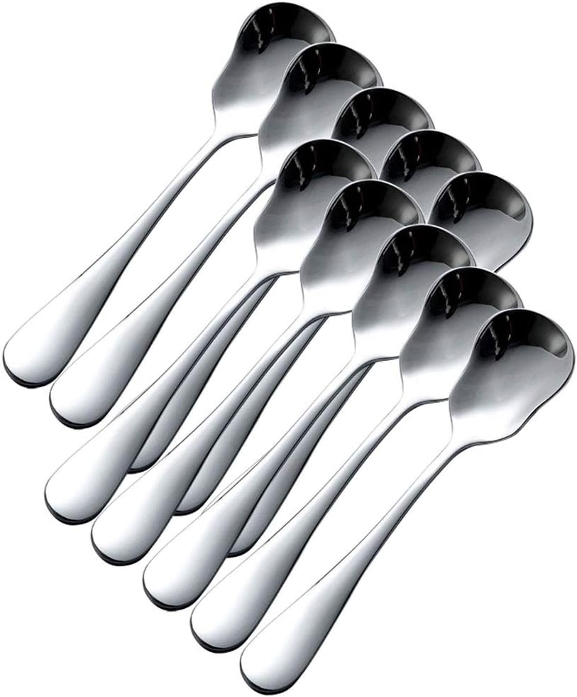 Durable Spoons, Stainless Steel Spoons, Set of 10, Dessert Spoon, Yoghurt Spoon, Ice Cream Spoon, Cute Pudding, Small Spoon, 5.31 Inch Tablespoons