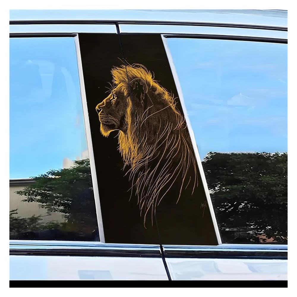 Dabhuoc One Color Car Parts 2Pcs Car Window Pillar Stickers Lion Pattern Scratch Resistant Film