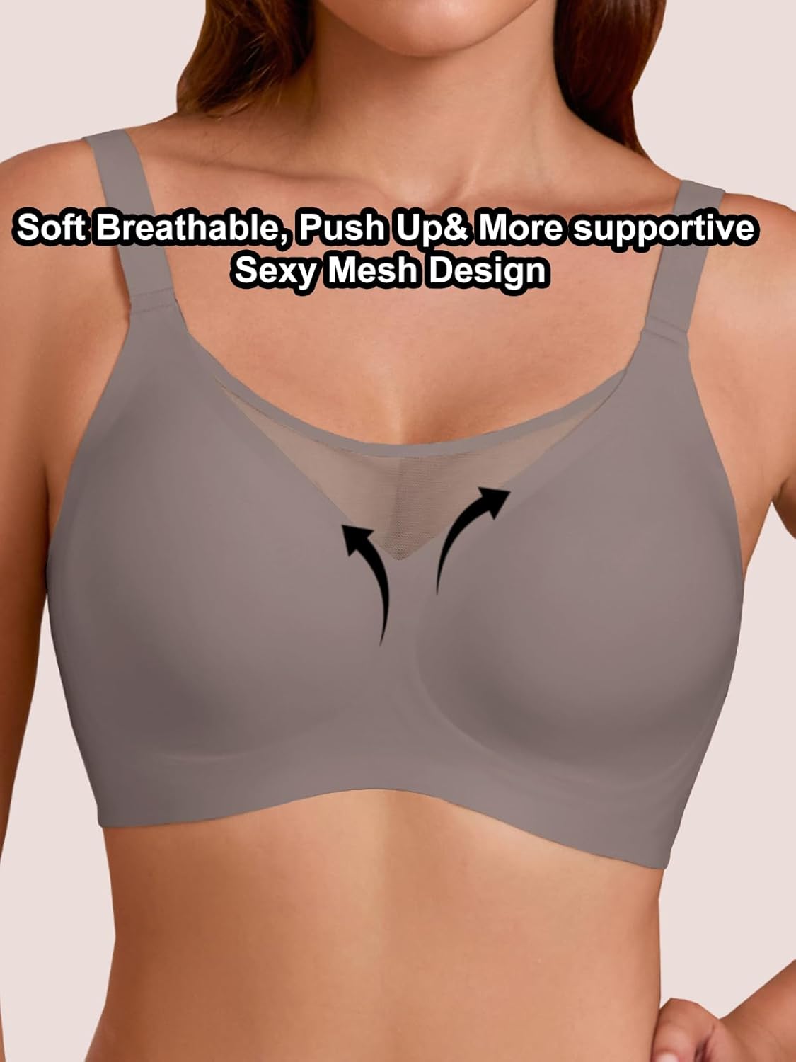 COCOMARTS Jelly Bras for Women No Underwire Push Up V Mesh Seamless Comfort Tshirt Bra Supportive Lift Bralette Everyday Bra - Image 2