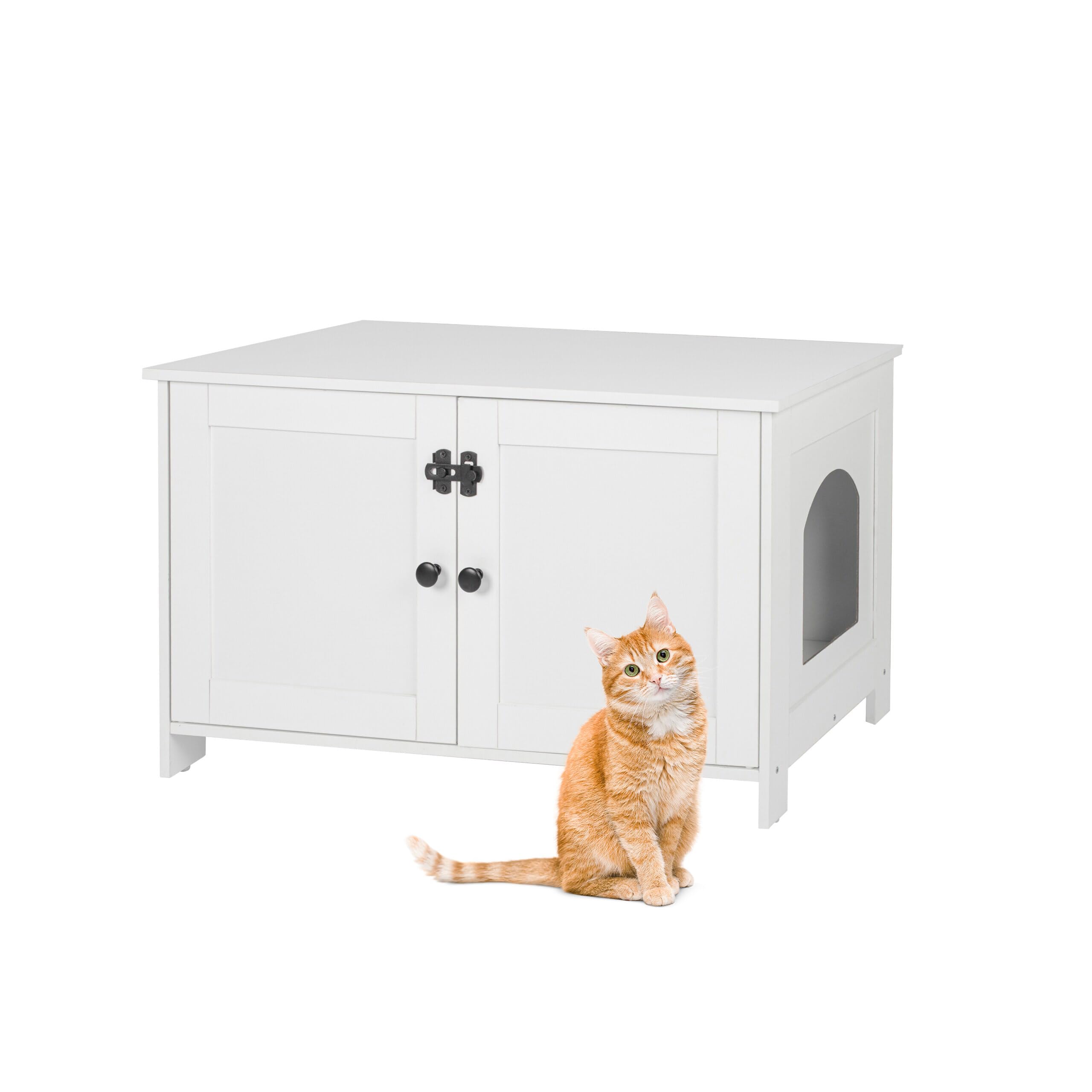 Relaxdays Armario para Gatos con Cerradura, Divisor y Entrada Lateral, HBT 46x78.5x44.5 cm, Blanco