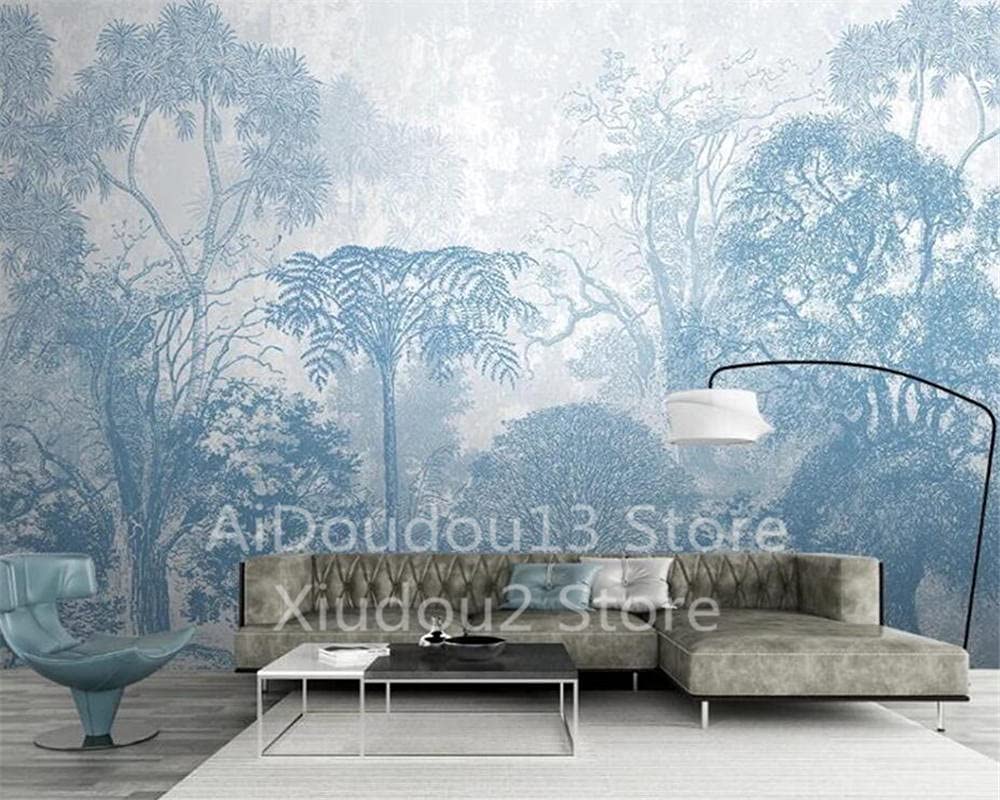 Papier peint 3D forêt nordique grand format 430x300 cm pour mur de chambre