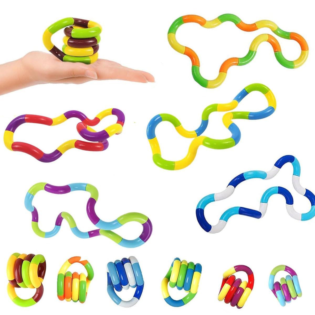 FENGCHUANG 6 Piezas Twister Juguetes de Mano, Tangle Fidget Toy, Enredar Pequeños Juguetes, Juguetes Estimulantes para Aliviar el Estrés, Tornados para aliviar el Estrés para NiñOs y Adultos