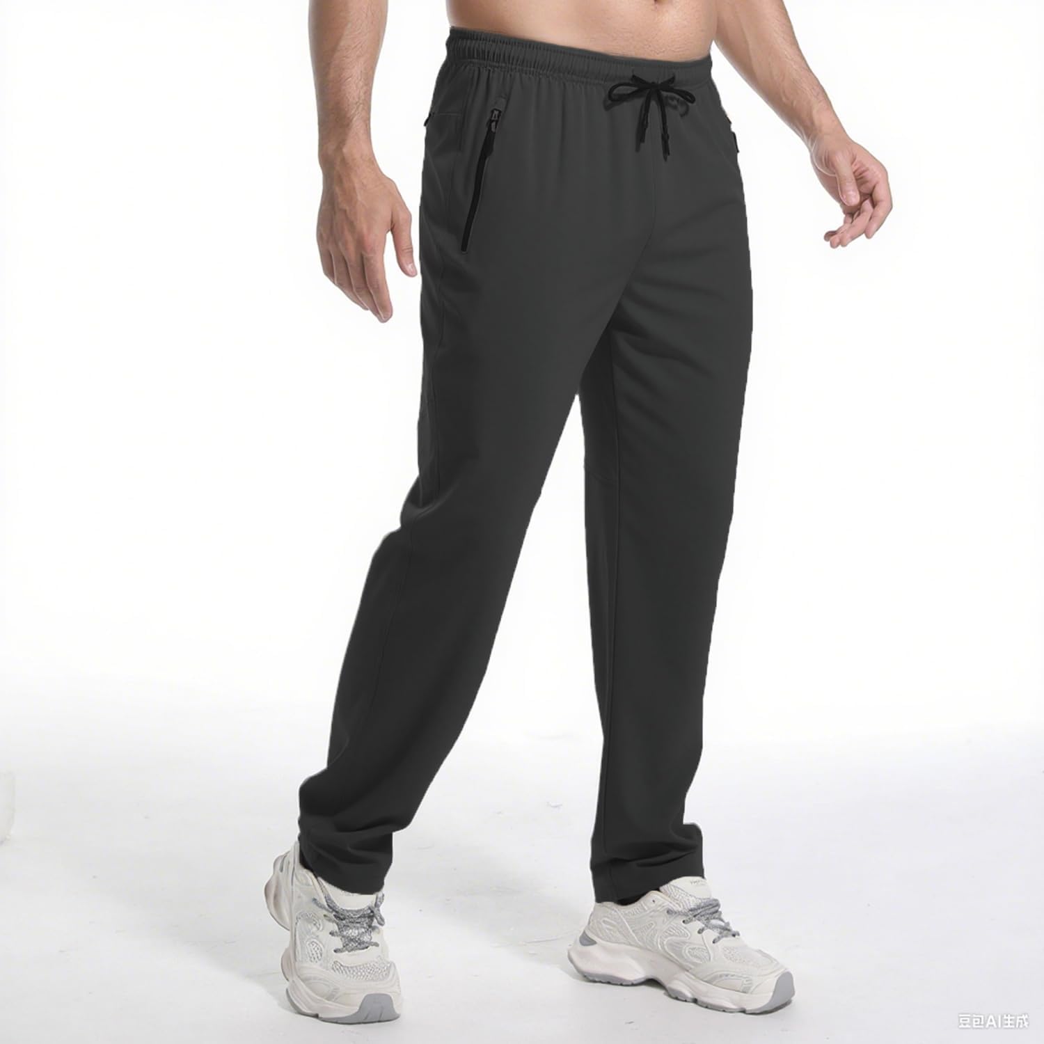 PJZHJ Men's Lightweight Hiking Pants Water Resistant Quick-Dry Rain Pants Elastic Waist Outdoor Sweatpants - Image 2