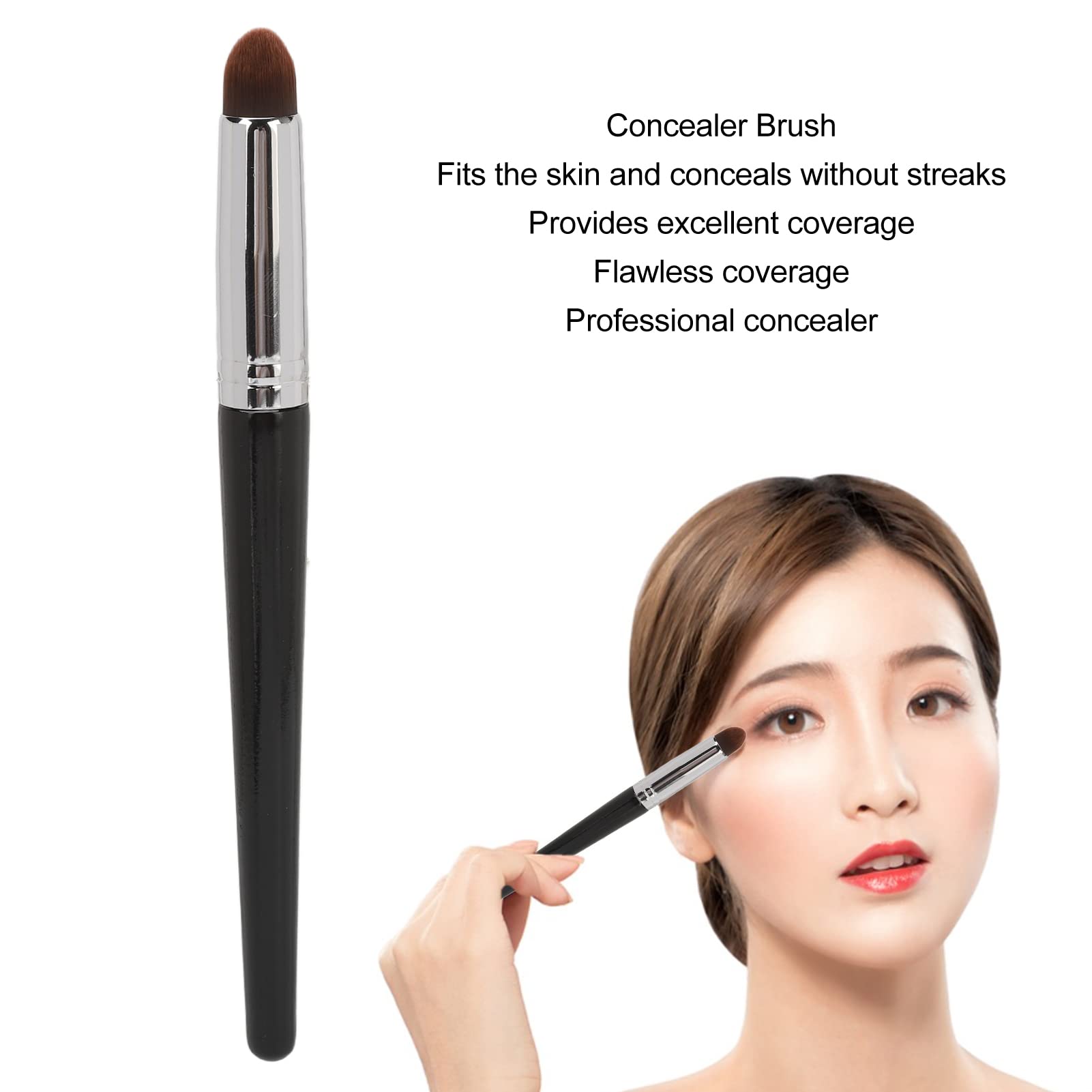 Makeup Brushes, 3 Pieces Concealer Brushes, Round Head Soft Hair Professional Highlighter Brush for Makeup Artist Beginners
