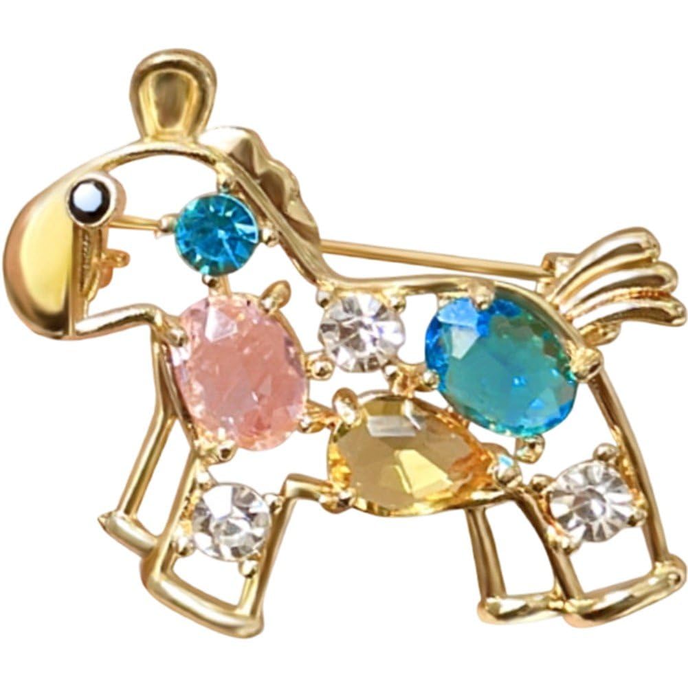Caeanhi Rhinestone Little Horse Brooch Alloy Sparkle Horse Brooch Pin Vintage Lucky Success Jewelry Brooch for Women