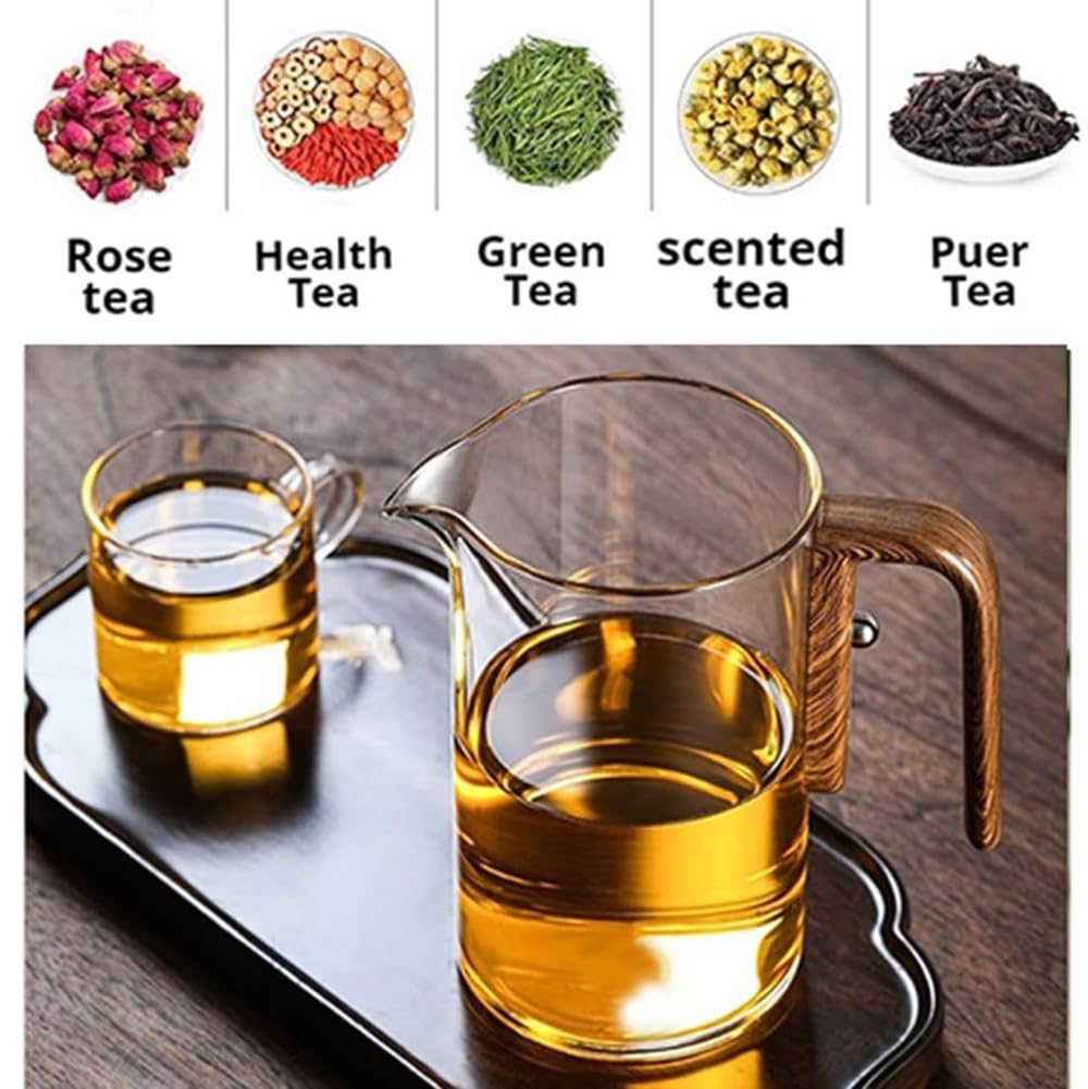 Tea Pot, Water Separation Glass Teapot With Wooden Handle, Magical
