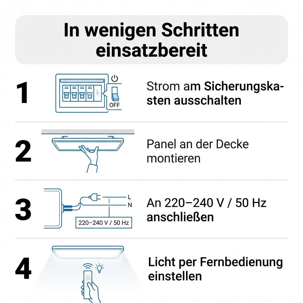 LED Panel Deckenleuchte weiß rechteckig flach 90x60cm CCT 3000-6500K variable Lichtfarbe, dimmbar, mit Fernbedienung, integriertes Netzteil, flimmerfrei IP20 L895xB585XH28mm
