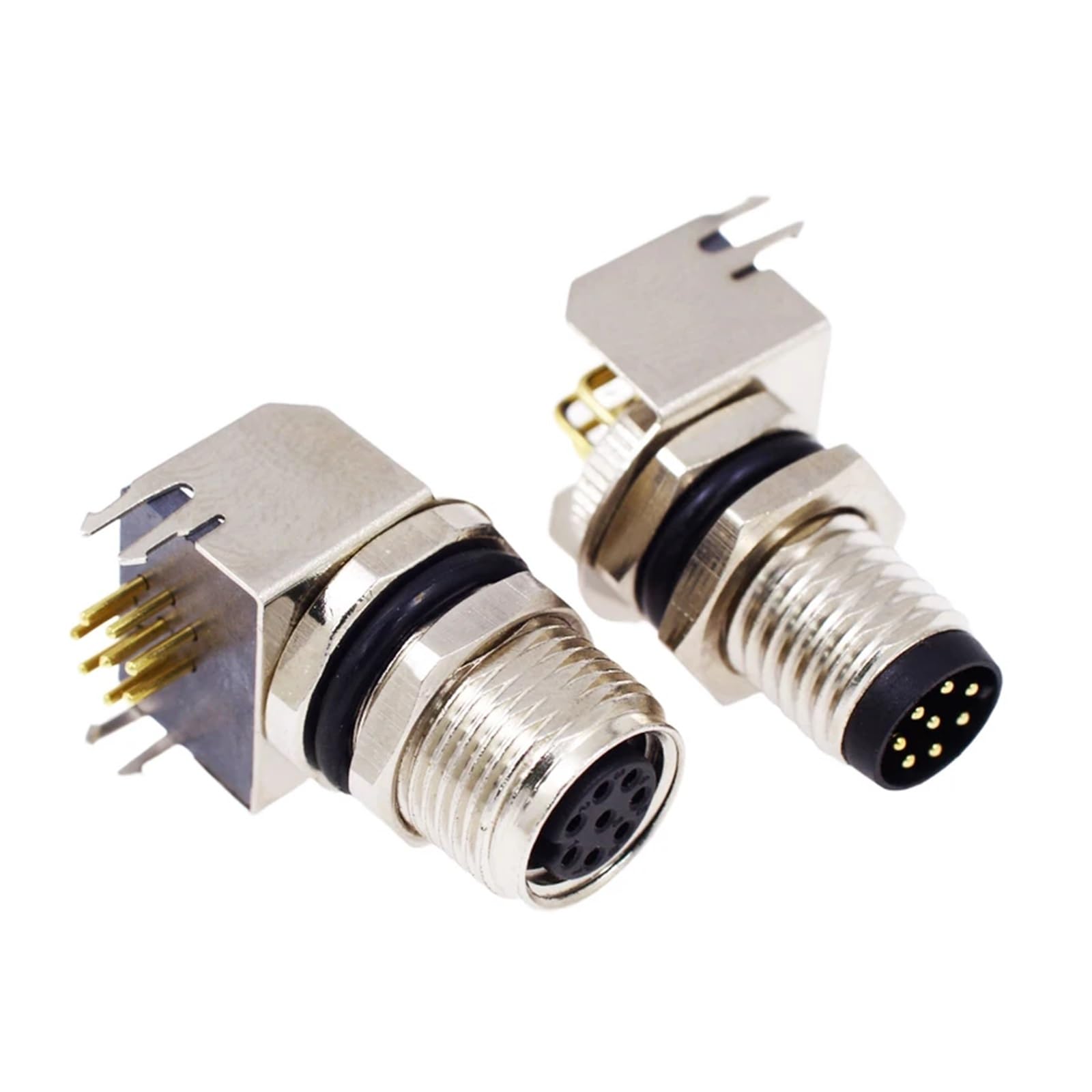 5 pezzi M8 3/4/5/6/8 pin 8 mm piegatura/dritto impermeabile PCB connettore piastra di saldatura ago tipo maschio e femmina connettore(Bendingg-8P Female)
