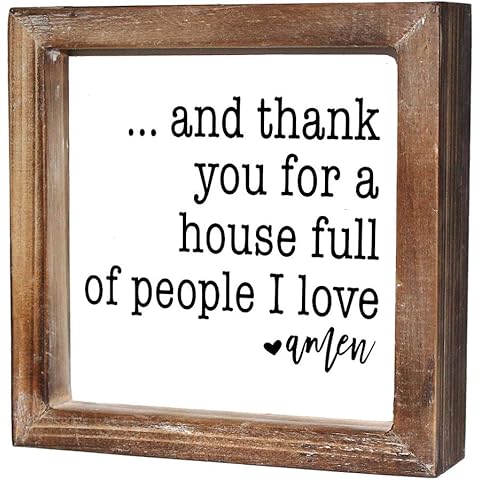 Rustic Torched Wood Small Box Sign for Home Decor,Freestanding Thank You Sign for K...