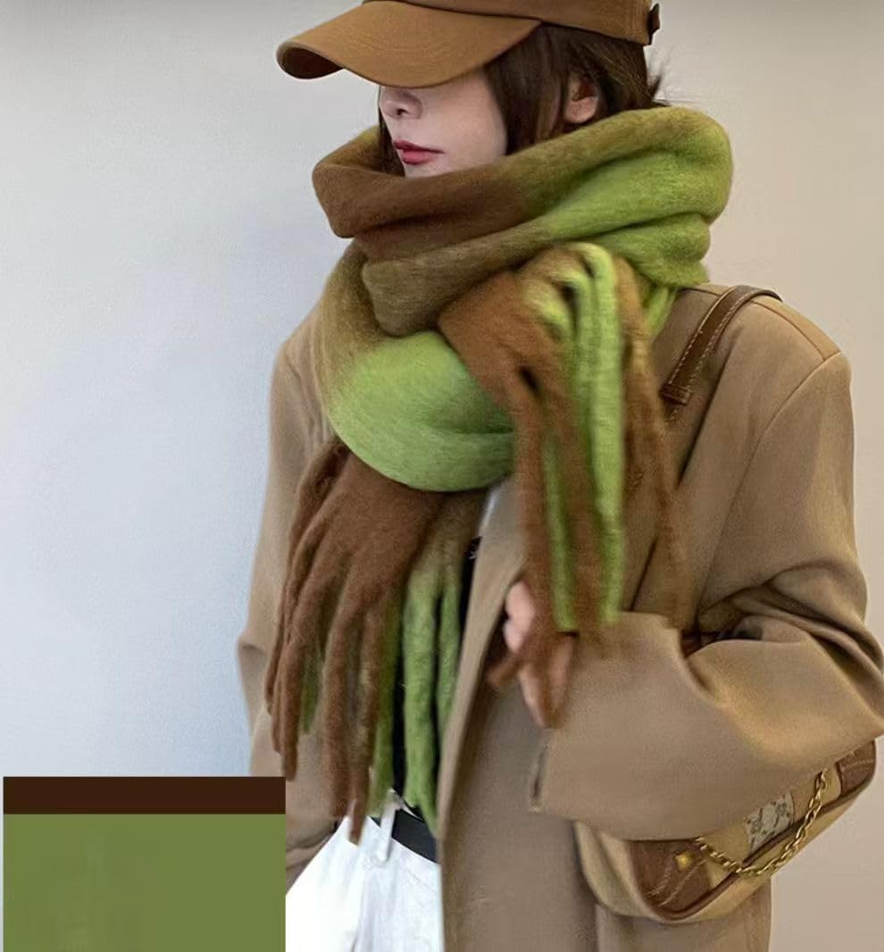 Women Chunky Plaid Scarf Oversized Big Grid Tassel Large Wrap Scarf Soft Fall Winter Thick Warm Shawl Scarves - Image 6