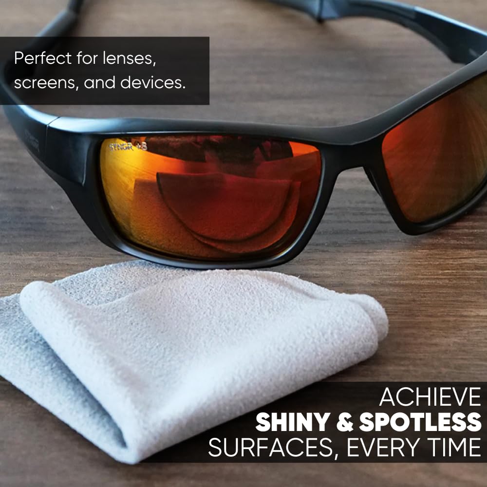 Microfiber Wholesale - Paño de limpieza de lentes de alta calidad | Gris | 6 x 6 pulgadas | 10 unidades | Gamuza de microfibra suave | Tamaño de viaje reutilizable | Sin pelusas, sin arañazos,