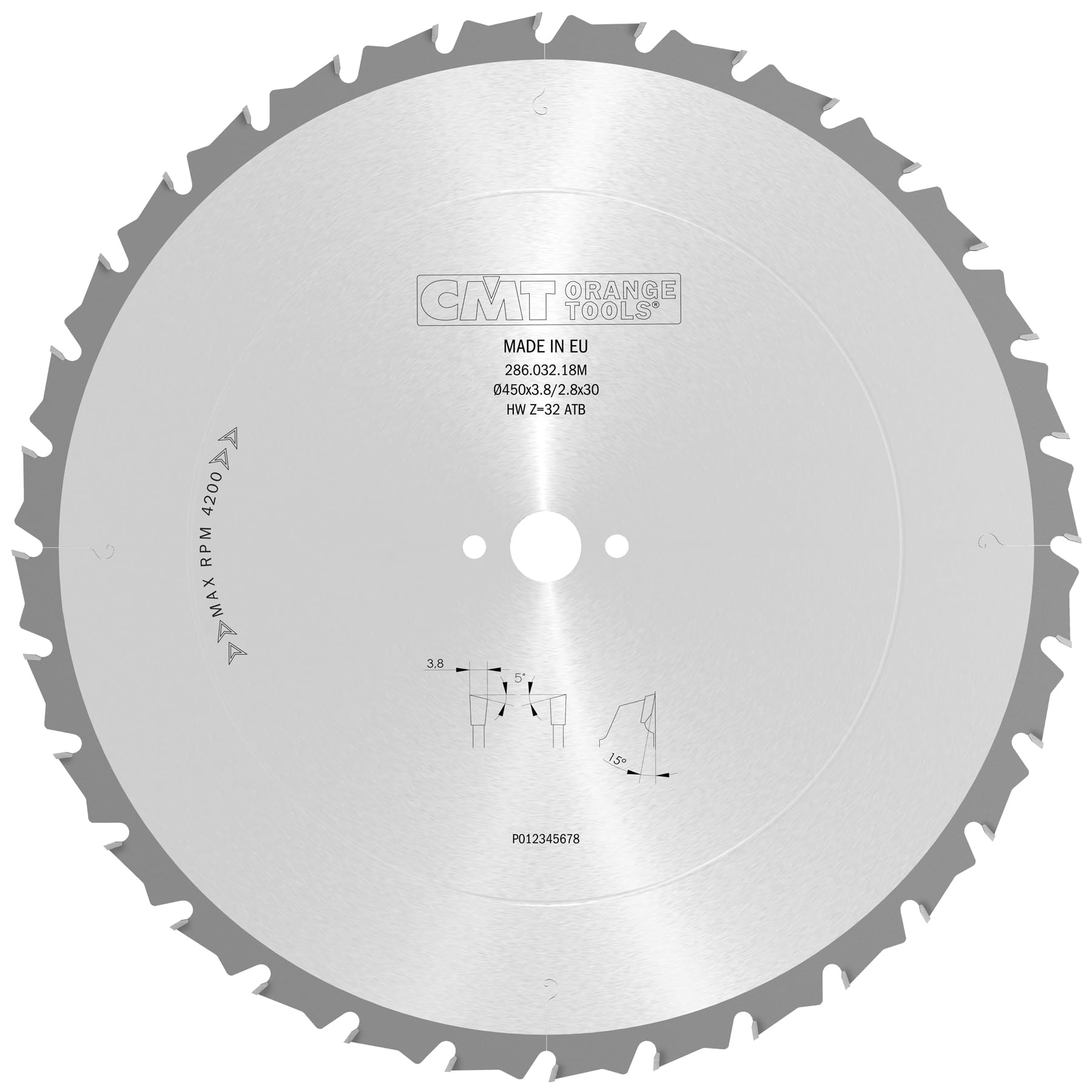CMT Orange Tools 286.032.18M - Sierra Circular Construccion 450x30x3.8 Z=32 5 ATB