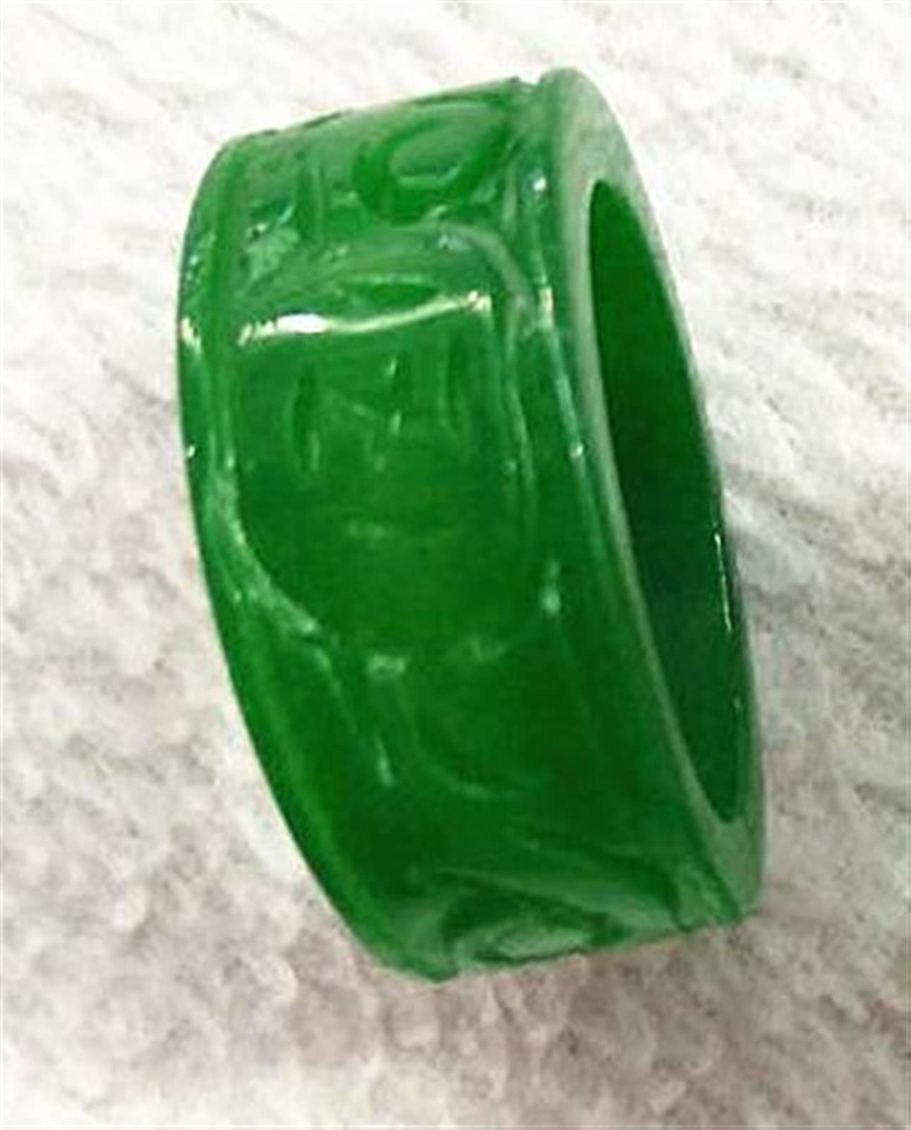 Yzdkj Men's Green Natural Jadeite Ring Wo Emerald Jades Stone Couple Rings Jewelry Accessories Carved Jade Ring Gifts (Gem Color : Diameter 20Mm)