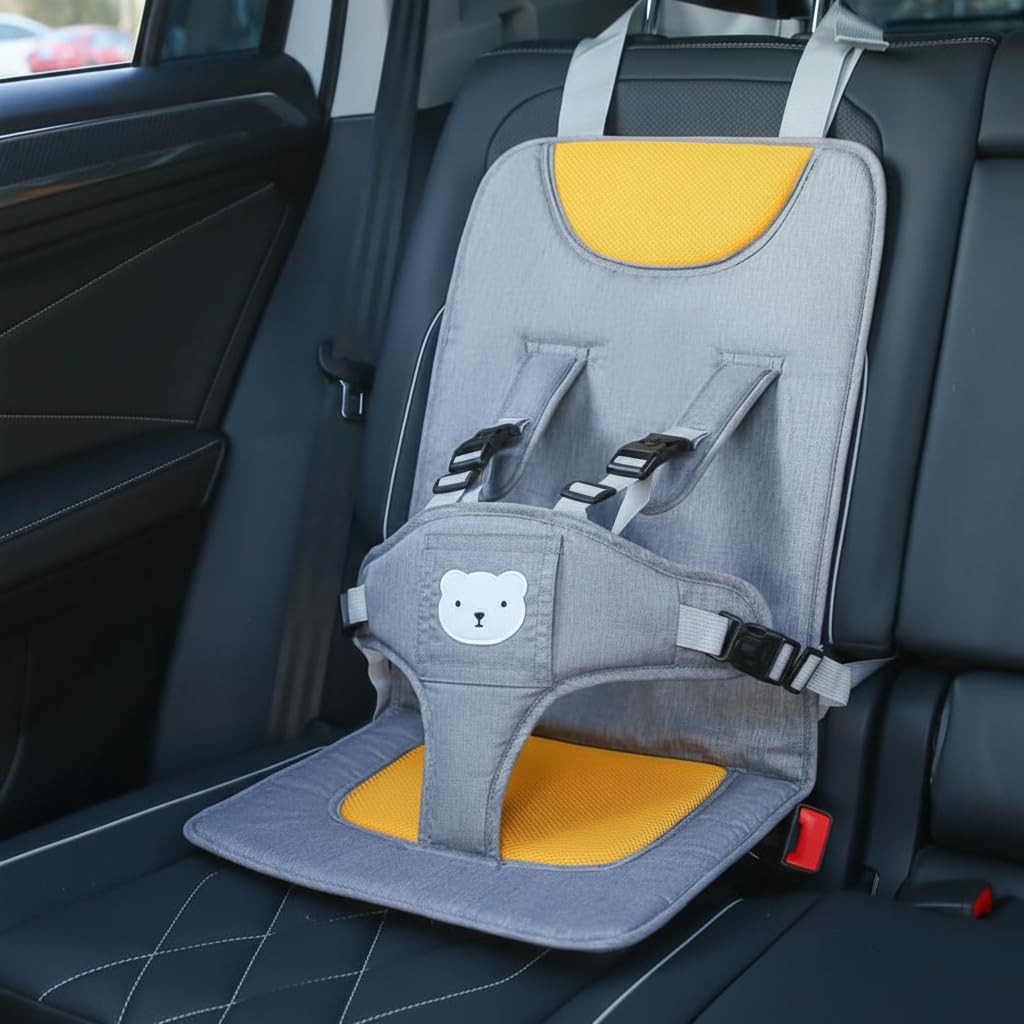 Car Seat for Baby 0 to 5 Years Old, Portable Booster Child Car Seat Cushion with Safety Harness, Padded Travel Toddler Booster Seat, Anti-Slip Base, Headrest Hanging Safety Seat-image-22