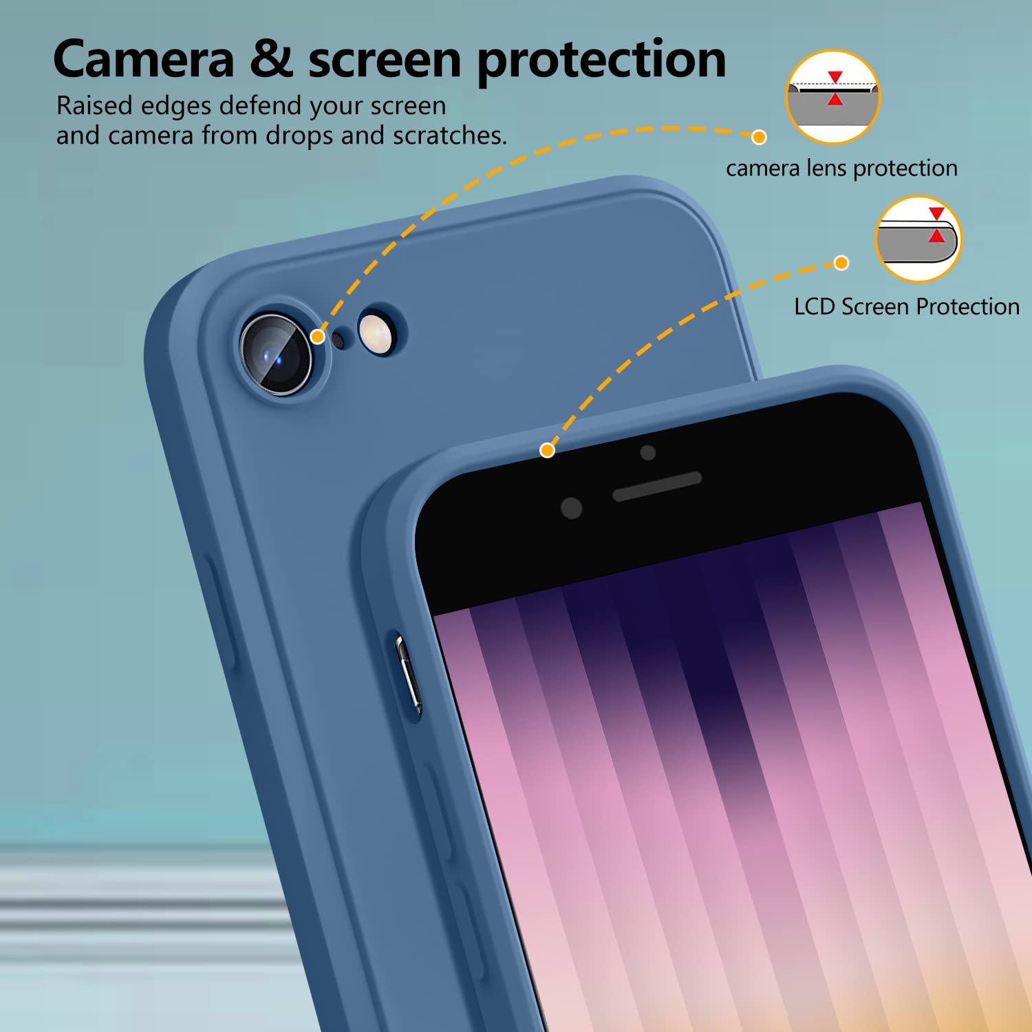 Funda compatible con Samsung Galaxy S9 de 5.8 pulgadas, funda protectora de cuerpo completo de silicona líquida suave al tacto, correa para el cuello, no amarillea, a prueba de caídas, funda
