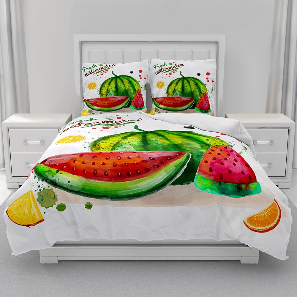 Housses de couettes microfibre pastèque 3D avec fermeture éclair 220x240cm