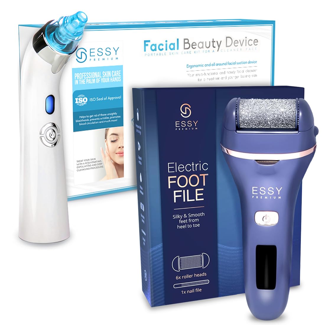 Essy Lima Elettrica Per Piedi E Aspiratore Per Punti Neri (Bianco) Bundle