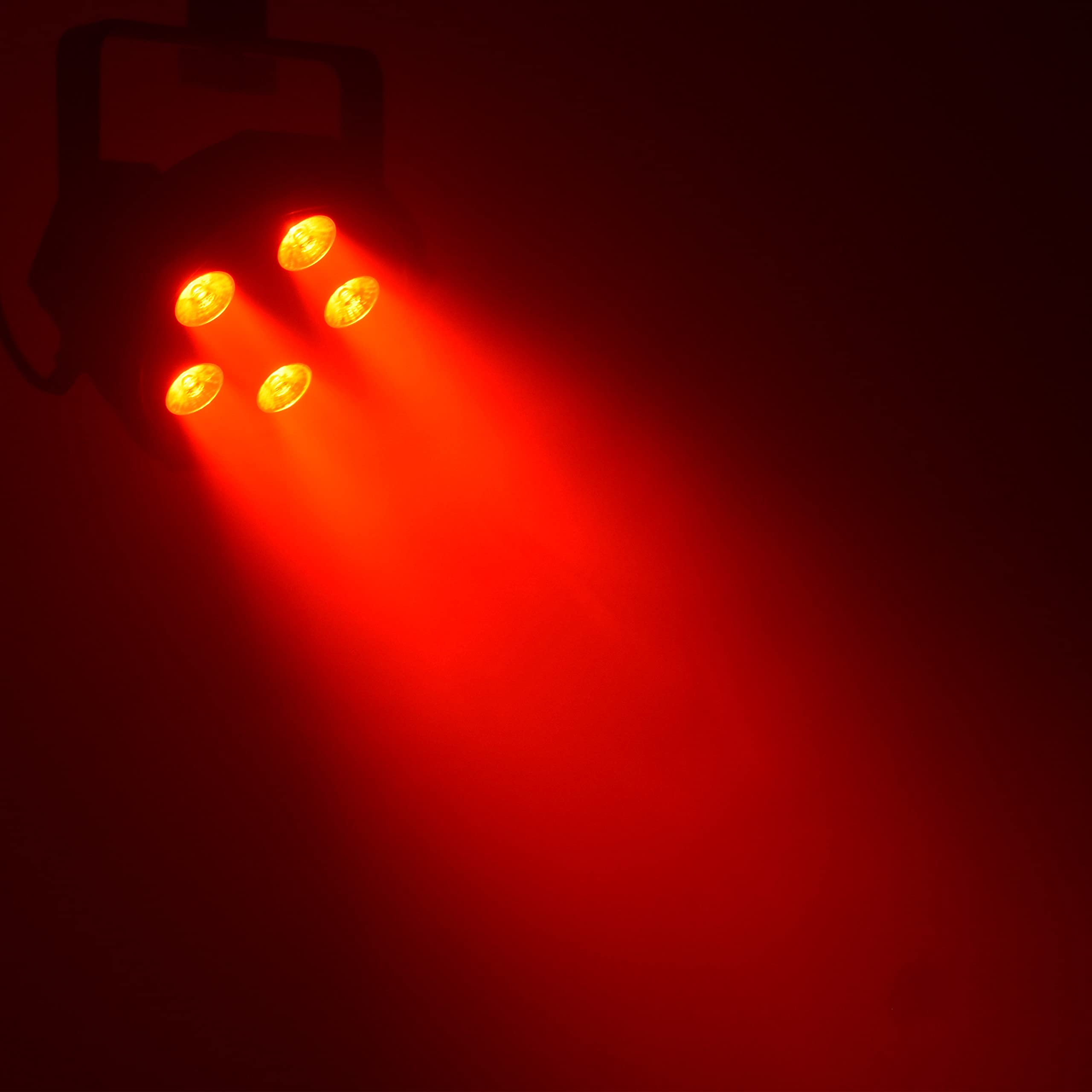 BoomToneDJ FlatPAR 5X5W 4in1 Set RGB-UV Lot de 2 éclairages de scène LED multicolores avec DMX 512. Modes automatique, détection musicale. Télécommande IR incluse. Link alimentation. Sac de transport.