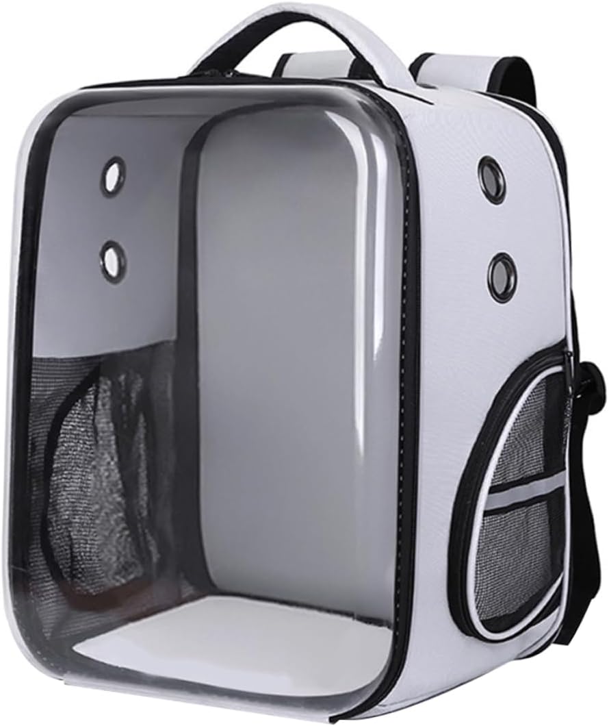 1Pc Transparent Foldable Pet Portable Dog Travel Backpack for Pets Grey for Outdoor Adventures with Comfortable Shoulder Straps