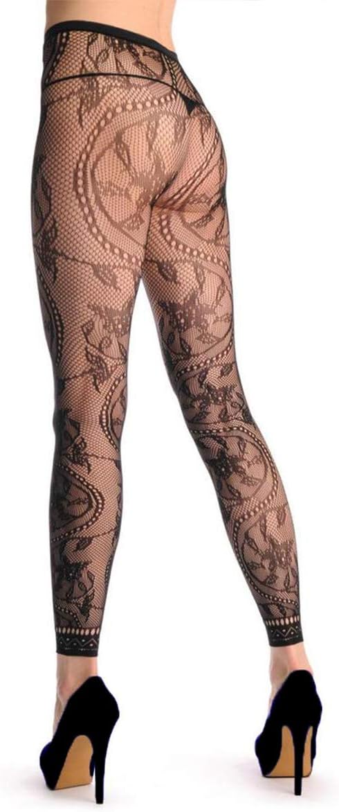 Women High Waist Fishnet Footless Leggings Flower Pattern Footless Tights - Image 3