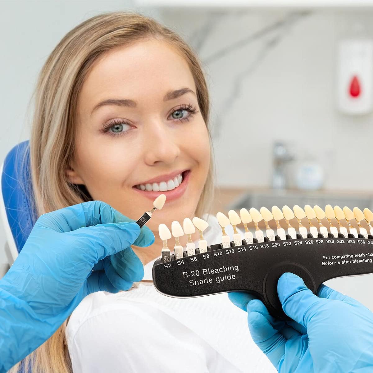 Guide de Teinte des Dents Dentaires, Ensemble de 20 Couleurs de Blanchiment des Dents Pour Comparer La Couleur des Dents Avant et AprèS Le Blanchiment