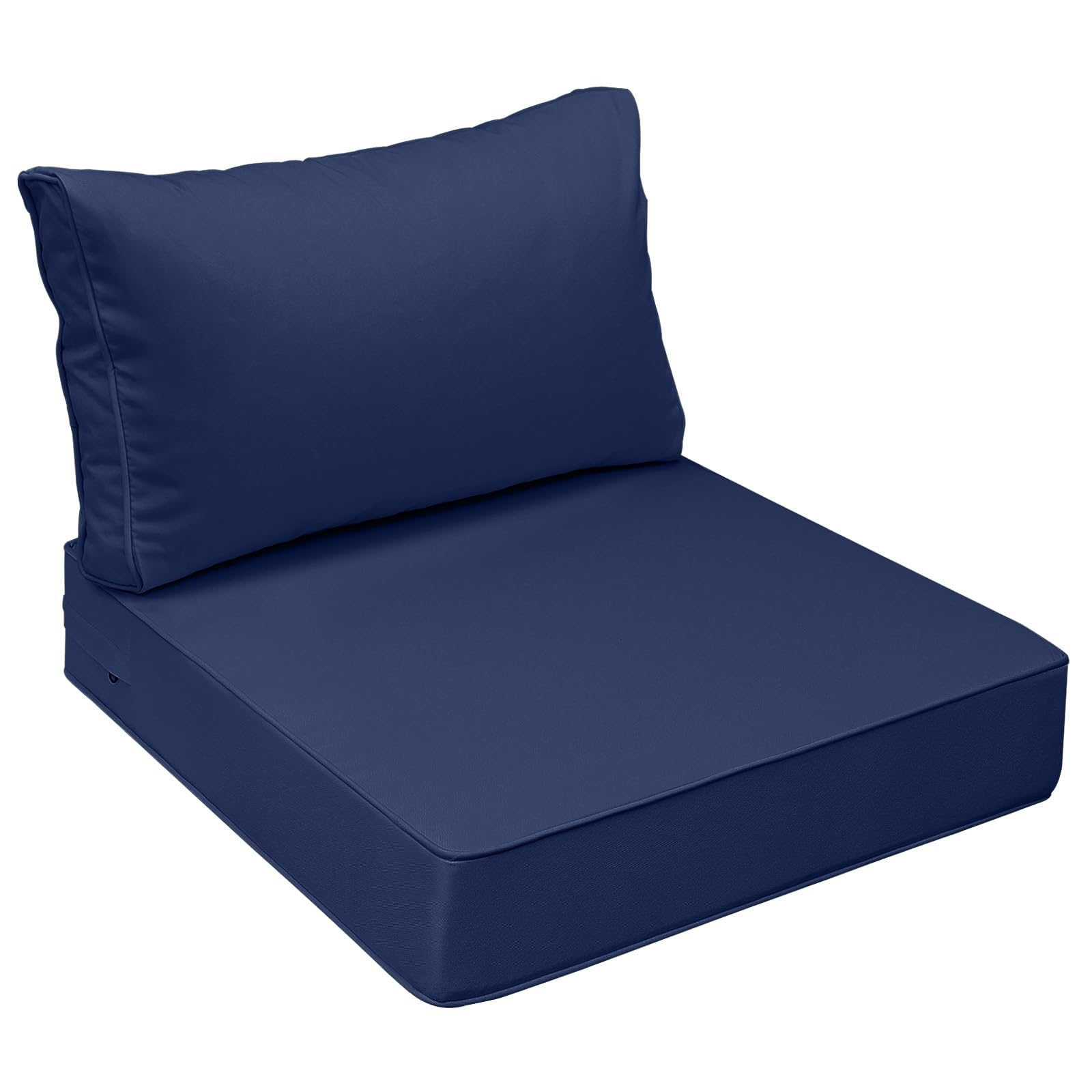 Photo 1 of AAAAAcessories Outdoor Seat Cushions for Chairs, Fade-Resistant, Waterproof Patio Furniture Replacement Cushions, 25.5" x 25.5" x 5" + 25.5" x 13.5", Navy Blue