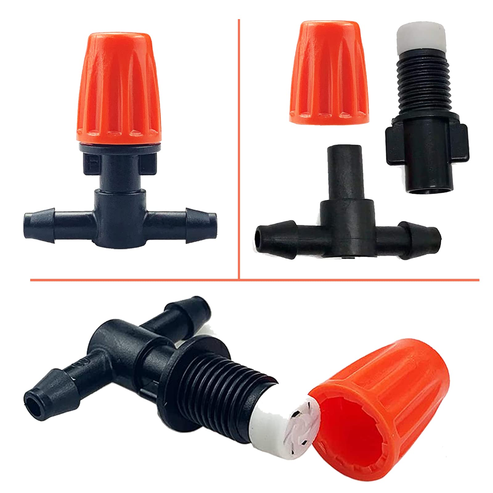 Tesmotor 50pcs justierbarer Garten Bewässerung Nebel Düse Sprinkler, justierbare Bewässerung Tropfer mit Connect Tee für Garten Tropf Bewässerung System