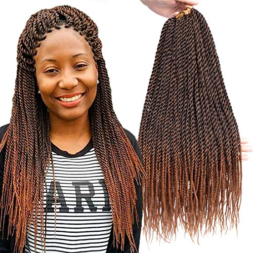 BeautyGrace 6 Packs 18 inchs Ombre Senegalese Twist Crochet Hair Braids Twist Crochet Braids Hair Senegalese Crochet Twists Braiding Hair for Black Women (18", 1B/30)
