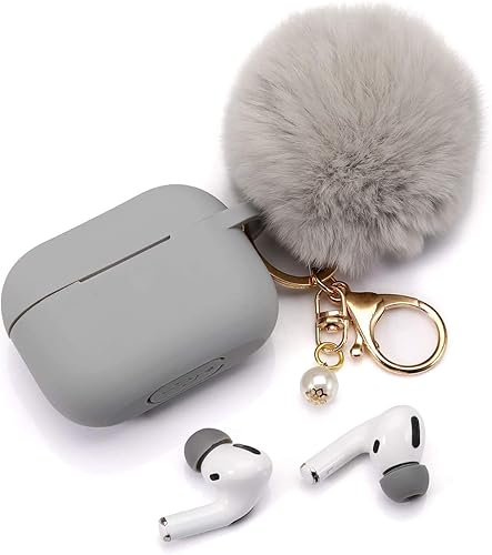 Miniatura 3 de Funda protectora para Airpods Pro Funda de carga con puntas para las orejas, 1 par, funda de silicona para Air Pods con suave y lindo pompón de