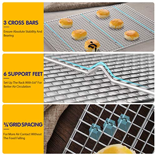Hiware 2-Pack Cooling Racks For Baking, Stainless Steel Wire Rack Baking Rack Oven Rack Cookie Rack, Oven Safe, Rust-Resistant Rack For Cooking, Baking, Roasting And Grilling - Fit Half Sheet Pan #TOP2