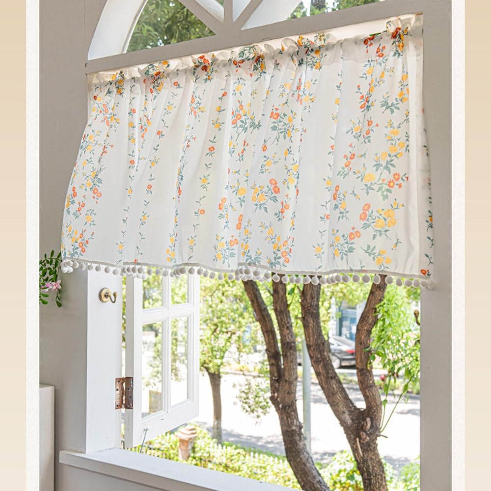 Rideaux Voilage Court Brise-Bise Rideau De Fenêtre Petit avec Passe Tringle Demi Rideau Translucides pour Cuisine Armoire Étagère Placard(W 250 x L 100 cm(98" x 39"))