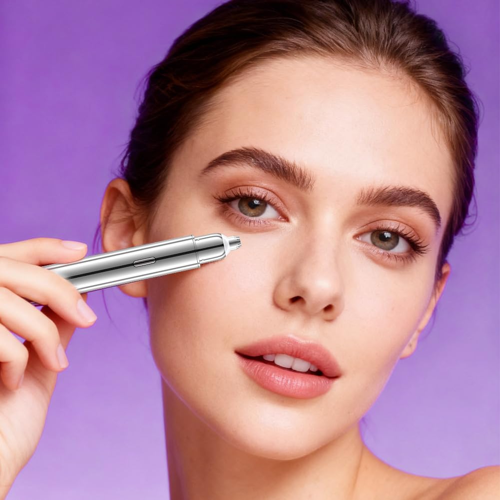 LOMUG Tondeuse à Sourcils, Rasoir à Sourcils Électrique, Épilateur Facial 2 en 1 pour Femme, Épilateur Femme avec Lumière LED pour Pêche Fuzz Lèvres Visage Barbe Nez Poils