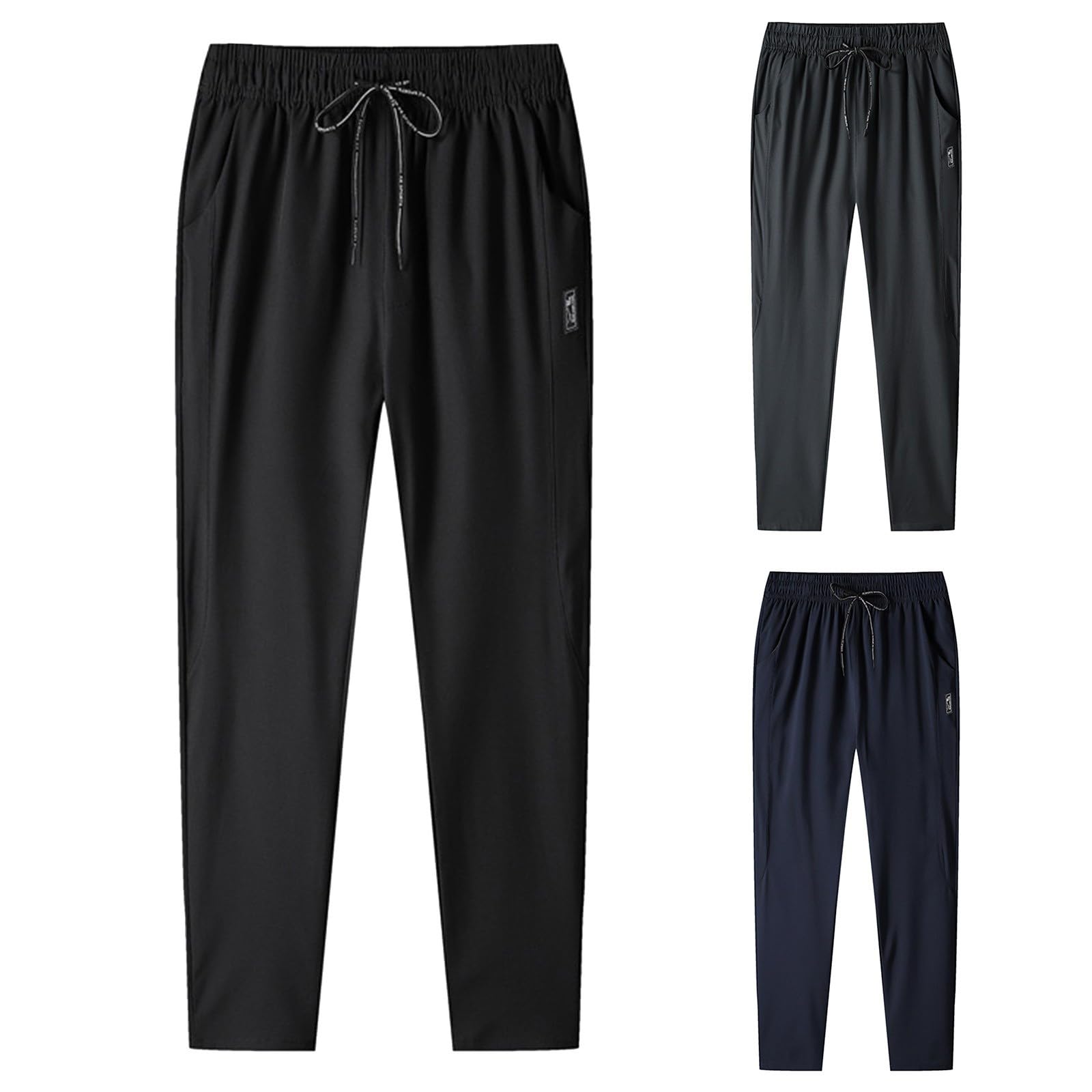 Pantalon Jogging Homme, Pantalons De Sport Homme,d'été léger pour en Soie glacée Confortable et Respirant avec séchage Rapide pour Un Style décontracté élégant