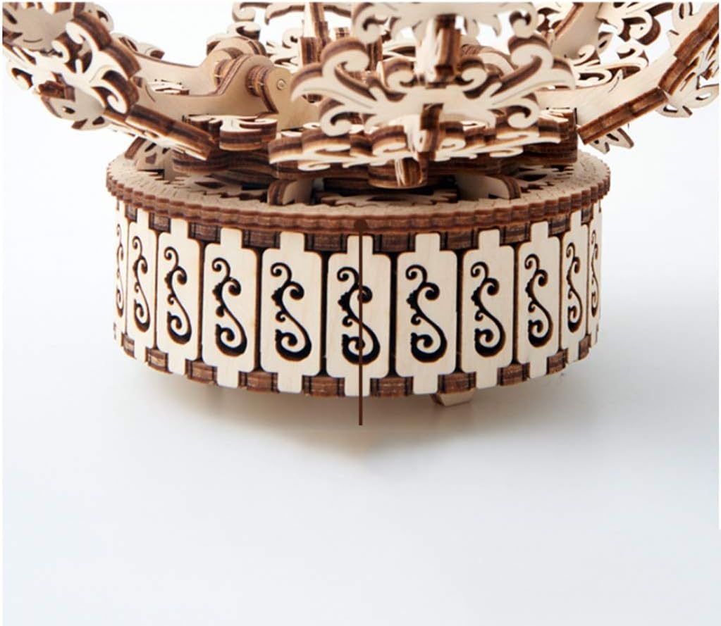 Handmade Wooden Music Box Mechanical Transmission Jewelry Wooden Assembled Woman Flowers for Girlfriend Wife Douyin Net Red Birthday Gift