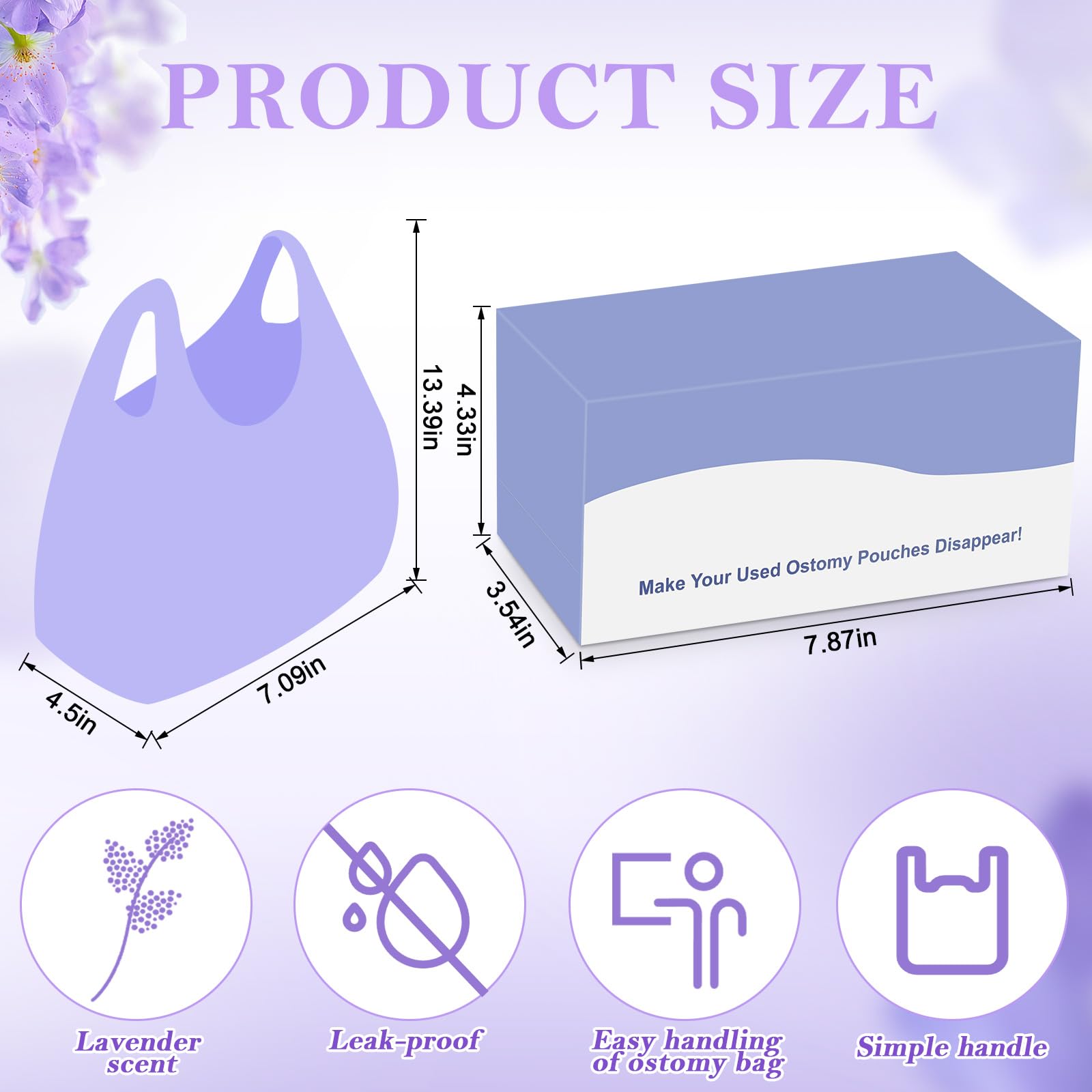 600 bolsas desechables para ostomía de 13.39 x 7.09 pulgadas, bolsas de eliminación de ostomía con caja para evitar fugas de olores, suministros de ostomía, bolsas de eliminación con caja