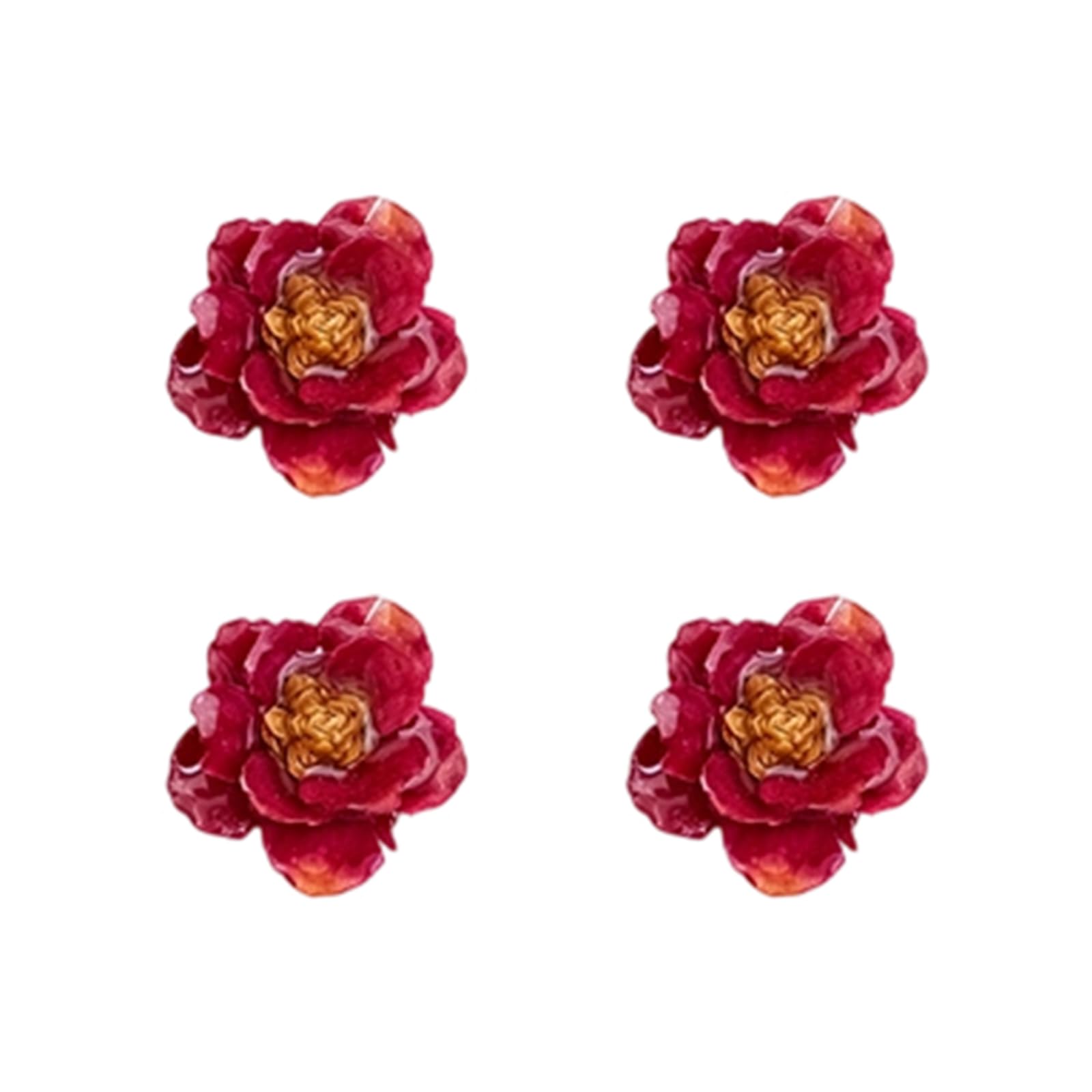 Shntig 1Purple Red 4Pcs Plastomer Simulation Dried Flower For Jewelry Accessories Earrings Bracelets Decoration Colorful Plastomer Dried Pressed Flower For Resin Molds Blossomy Charm Beads