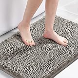 H.VERSAILTEX Bath Mat Bathroom Rug Bath Rugs for Bathroom Non Slip Bath Mats Extra Thick Chenille Rug 17' x 24' Absorbent Soft Shaggy Washable Dry Fast Plush Rugs for Bathtubs - Dark Grey