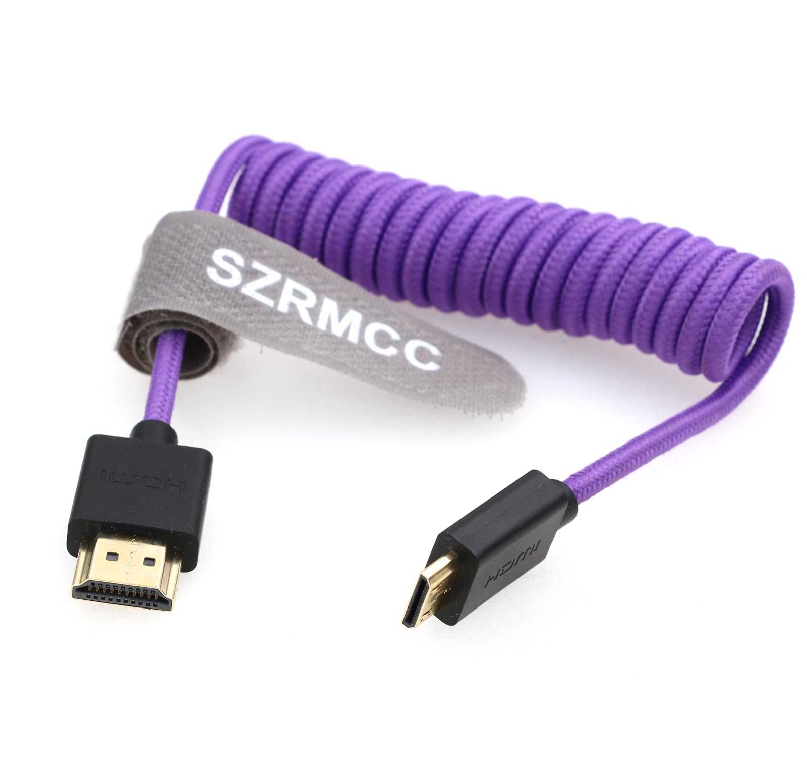 SZRMCC HDMI to Mini HDMI 8K 2.1 Ultra High Speed Coiled Braided Cable for Sony CX7,A7 II,A7S II, Canon EOS 70D/80D - Image 4