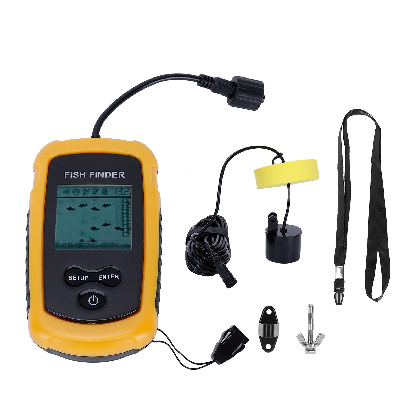 Buscador de Peces con Sonda Portátil, Buscador de Profundidad Portátil con Pantalla LCD de 2 Pulgadas, Transductor con Cable para, Kayak, Pesca en Hielo