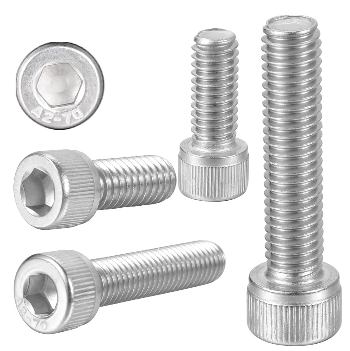1/4-20 x 7/8" Socket Head Cap Screws A2-70 304 Stainless Steel Bolts Allen Hex Drive Bolts, Fully Threaded, 30pcs