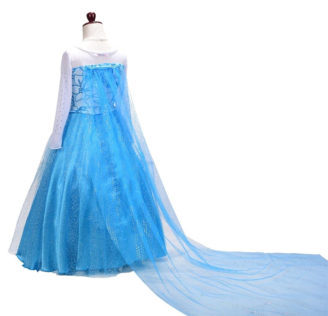 Dressy Daisy Toddler Little Girls' Ice Princess Costume Dresses Birthday Halloween Christmas Fancy Party Outfit with Long Detachable Train Size 2T to 3T Style E