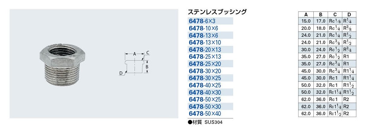 Amazon.co.jp: カクダイ ステンレスブッシング 6478-40×30