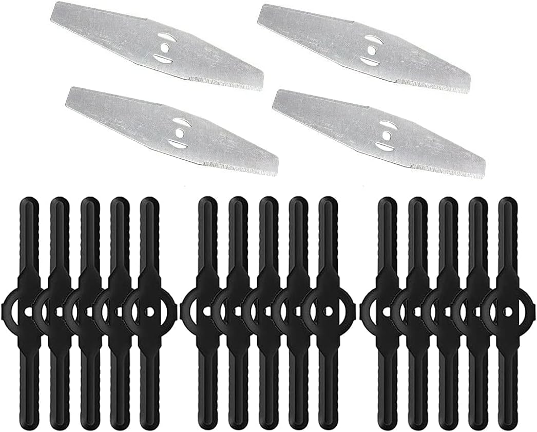 Chuancheng 15Pcs Plastic Blades & 4Pcs Three-Hole Stainless Steel Blade for Electric Cordless Brush Weeds Cutter, Garden Lawn Mower Accessories