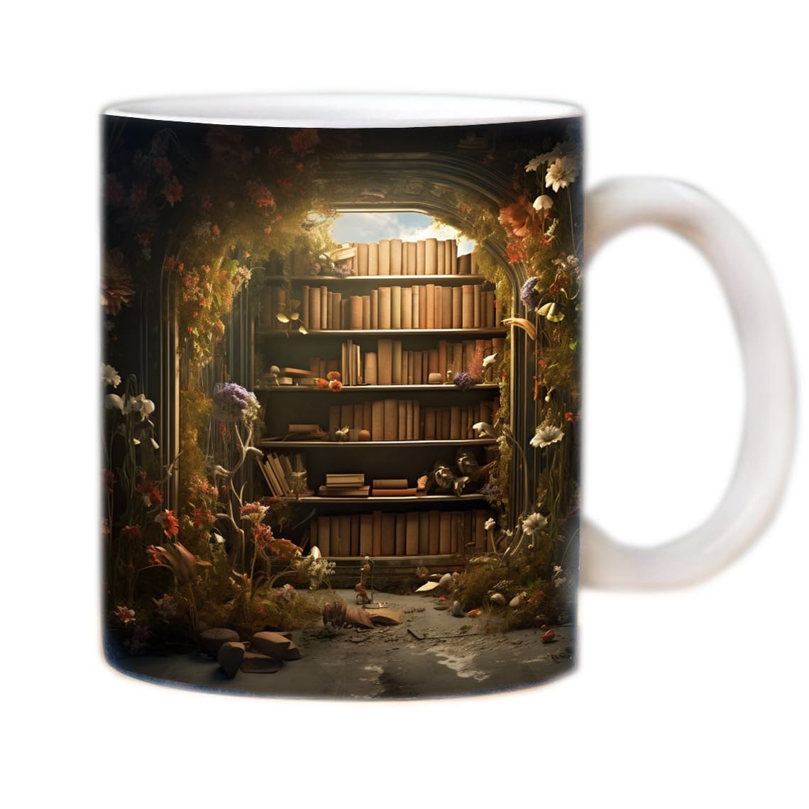 3D Shelf Library Coffee Cup - Librarian Cup Club Gifts for Readers (11oz, Brown)