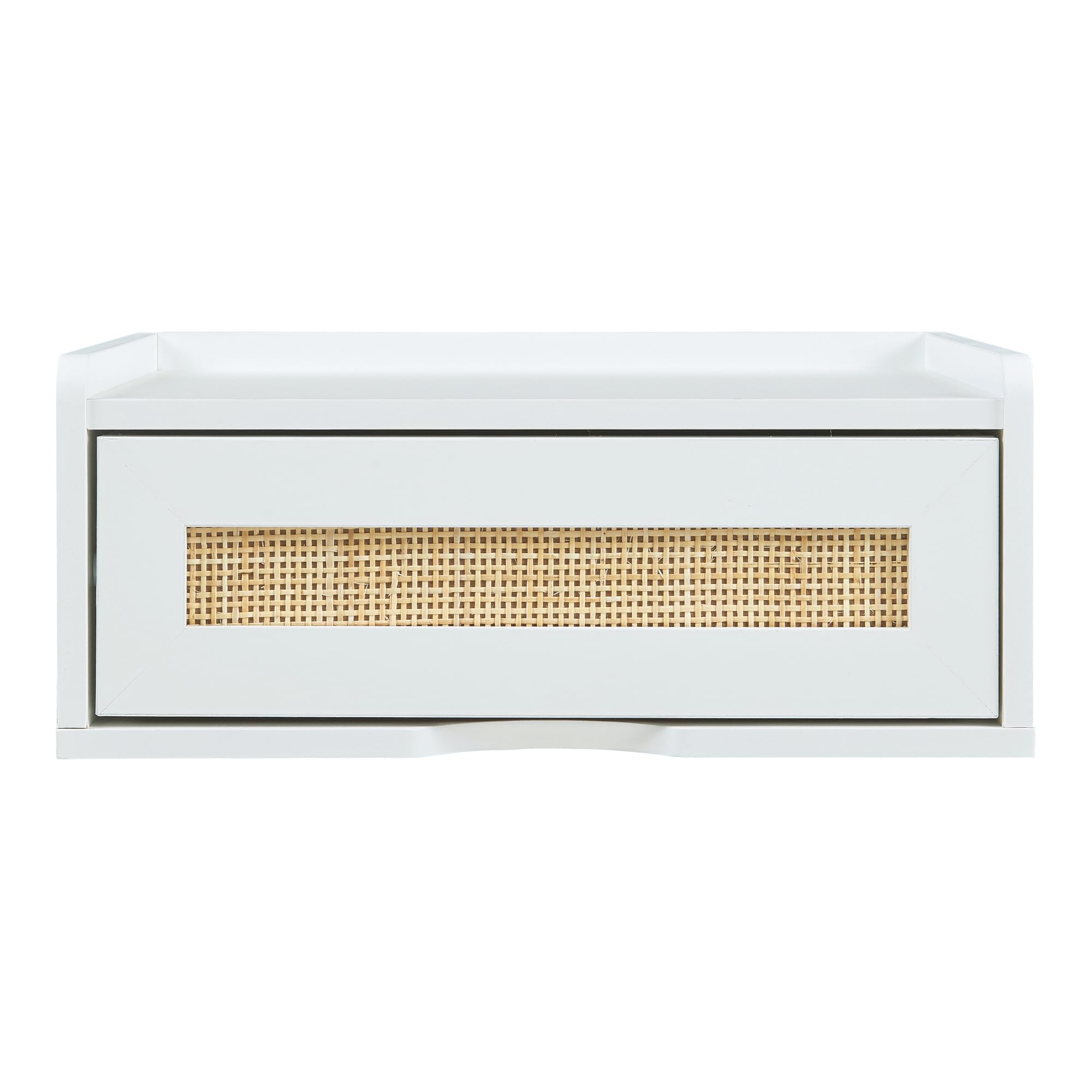 [en.casa] Estantería de Pared Ljuredsø con Cajón Mesilla de Noche Estante Mural para Dormitorio Salón Cocina Entrada 40 x 30 x 16,5 cm - Blanco