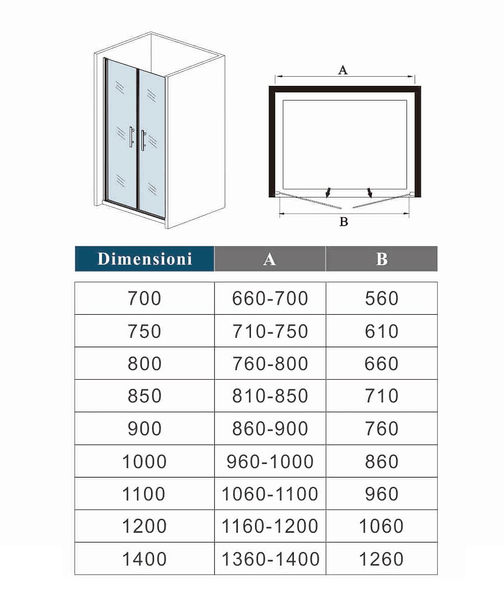 Duschtür Nischentür 90 x 195cm Pendeltür 6mm ESG Nano Glas Schwingtür Doppeltür Milchglas Chrom